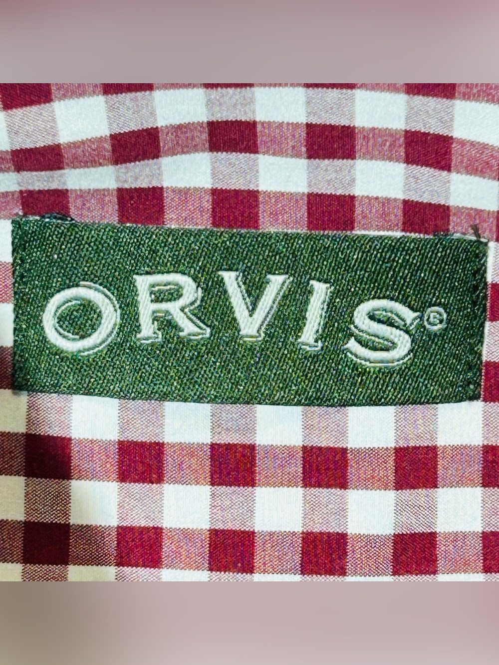 Orvis Heritage Wash Shirt Men size XL burgundy Gingham 100% Cotton Button Down - Picture 6 of 10